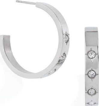 Alex and Ani Crystal Accent Hoop Earrings in Silver at Nordstrom