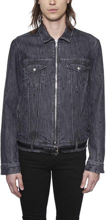 Alberta Ferretti Alberta Ferretti Mens Denim Jacket With Leathewr Belt - Dark Grey Cotton - Size Large