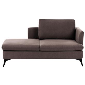 Beliani Chaise Longue Moderna A La Derecha Tapicer&iacute;a De Tela De Poli&eacute;ster Con Patas De Metal Coj&iacute;n Marr&oacute;n Sievoz