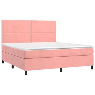 vidaXL Vidaxl - Cama Box Spring Colch&oacute;n Y Led Terciopelo Rosa 160x200 Cm