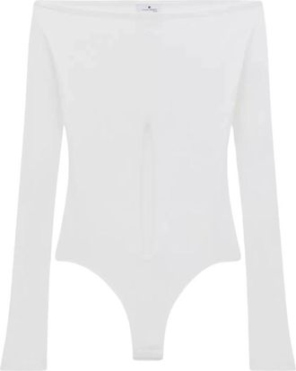Courr&egrave;ges Cut-out Bodysuit - Dames - Bodies - Wit - XS - Katoen - Tops