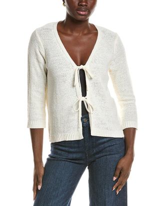 Jones New York Tie Front 3/4 Sleeve Cardigan