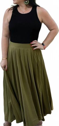 Blu Pepper Box Pleated Midi Skirt In Olive