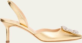 Manolo Blahnik 90mm BB Metallic Leather Pumps