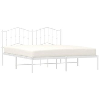 Berkfield Home Metal Bed Frame with Headboard White 160x200 cm