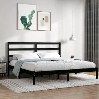 vidaXL Vidaxl - Estructura De Cama De Madera Maciza De Pino Negra 200x200 Cm