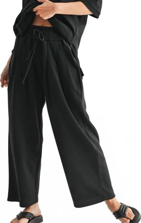 Mono B Dune Drift Cotton Blend Wide Leg Pants In Black