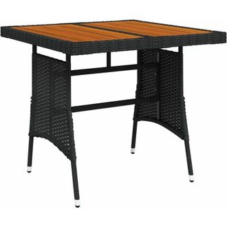 vidaXL Mesa De Jard&iacute;n 70x70x72 Cm Mimbre Y Acacia Masiva Negra