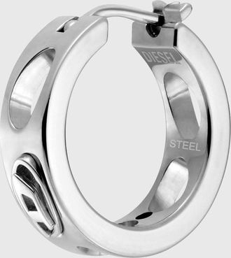 Diesel Stainless Steel Hoop Earring - Earrings - Unisex - Silver