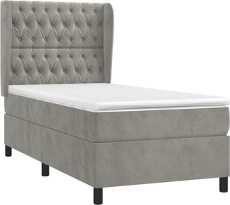 vidaXL Vidaxl - Cama Box Spring Con Colch&oacute;n Terciopelo Gris Claro 80x200 Cm