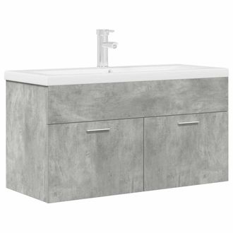 Berkfield Home Bathroom Sink Cabinet with Built-in Basin & Faucet Concrete Grey
