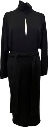 Tom Ford Cutout Turtleneck Midi Dress in Black Cashmere
