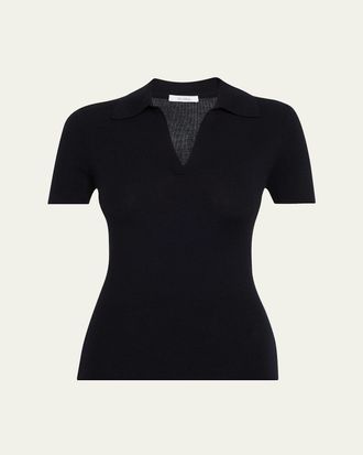 Max Mara Rib-Knit Wool Polo Shirt