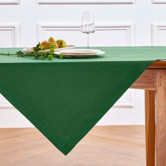 Solino Home Linen Table Throw 52 x 52 Inch for Dining Table, Holiday and Everyday Table Decor - Fete in Pine Green at Nordstrom, Size Medium