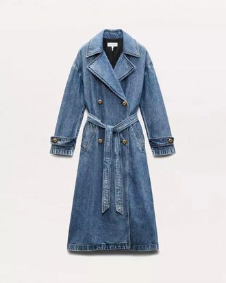 Rag & Bone Womens Beekman Featherwight Alora Trench Coat In Beekman Denim