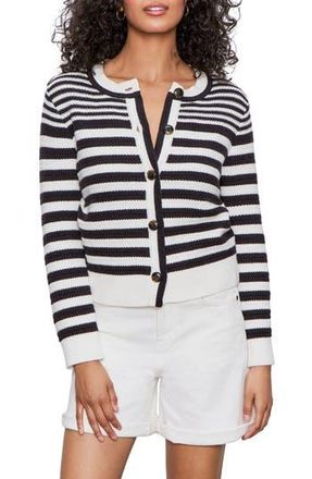 Sanctuary City Summer Stripe Cotton Cardigan in Black/White at Nordstrom Rack, Size X-Large