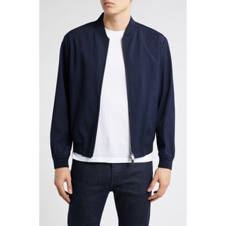 BOSS Hanry Stretch Virgin Wool Blend Bomber Jacket in Dark Blue at Nordstrom Rack, Size 38 - R