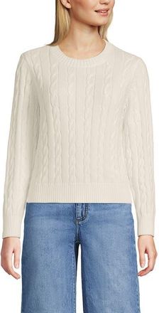 Lands End Cotton Cable Drifter Crewneck Sweater in Fresh Ivory at Nordstrom, Size X-Large P
