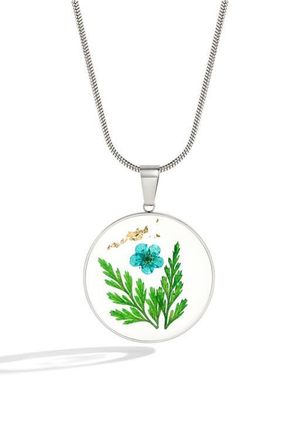 Mint & Lily Pressed Birth Flower Necklace in Silver /December Narcissus at Nordstrom
