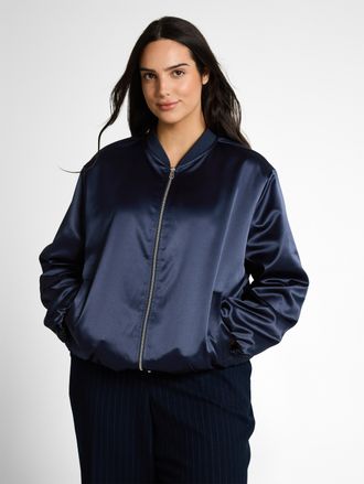 Tom Tailor Blouson TOM TAILOR PLUS, Damen, Gr. 44, sky captain blau, Web, Obermaterial: 96% Polyester, 4% Elasthan. Futter: 100% Polyester, unifarben, l&auml;ssig ges