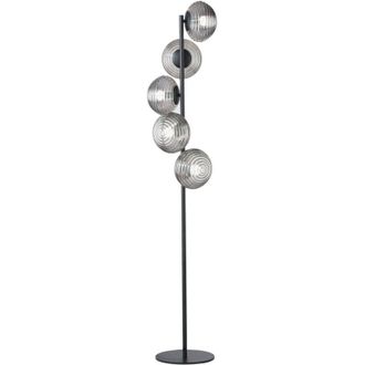 Luce-Ambiente-Design Luce Ambiente E Design - Piantana ripple in metallo nero con cinque diffusori in vetro fum&egrave; 160 cm