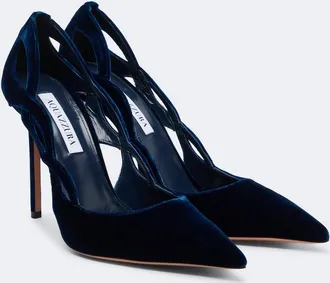 Aquazzura Contour cutout velvet pumps