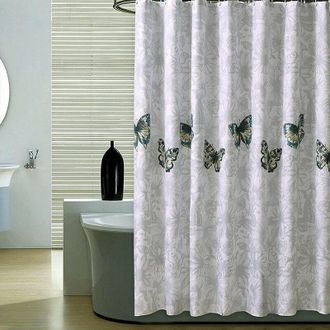 OEM Cortina De Ducha De 200 X 200 Cm, Antimoho, Duradera, Impermeable, De Poli&eacute;ster Grueso, Forrada, Con Ganchos, Lavable Y Con Dobladillo Lastrado - Crez