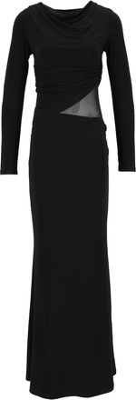 Eleh Black Sheer Mesh Panel Fitted Maxi Dress