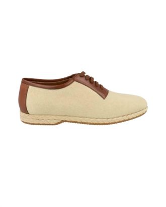 Ferragamo Mens Bosco Canvas Dress Shoes In Beige