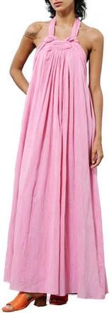 FRNCH Nouhad Knotted Cotton Maxi Sundress in Rose at Nordstrom Rack, Size X-Small