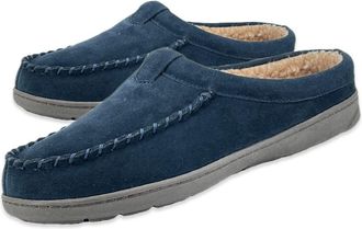 Clarks Mens Cozy Open Back Suede Clog Slipper With Plush Sherpa Lining Indoor Outdoor Slippers For Men (12 M US, Navy)