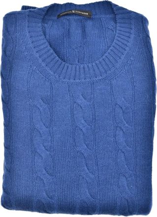 Manrico Cashmere Kabelgebreide trui - Blauw