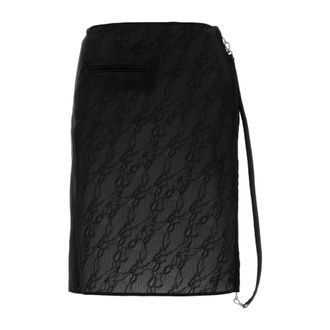 Courr&egrave;ges Pencil Skirts, female, Black, Size: S Zipped Lace Skirt