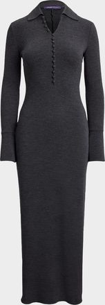 Ralph Lauren Collection Amberley Melange Midi Polo Shirtdress