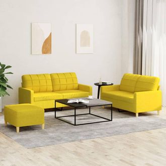 vidaXL Vidaxl - Juego De Sof&aacute;s Con Cojines 3 Piezas Tela Amarillo Claro