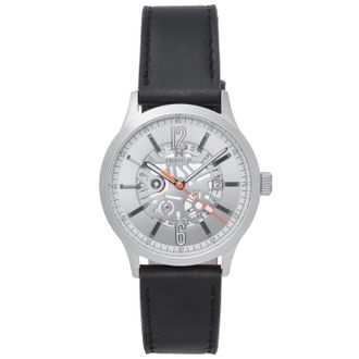 Heritor Mens Dayne Leather-Band Watch w/Date - Grey/White Stainless Steel - One Size