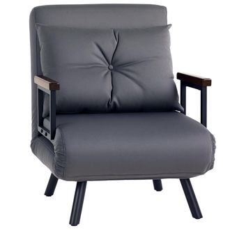 HOMCOM Click Clack Single Chair Bed Settee For Living Room - Guest Room - Charcoal grey | TJ Hughes