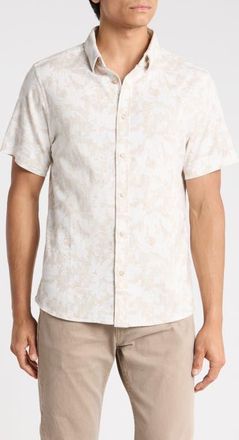 7 Diamonds Silas Short Sleeve Stretch Button-Up Shirt in Sand at Nordstrom, Size Xx-Large