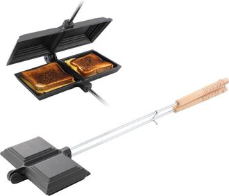 MegaChef 8.26 Inch Cast Iron Pie Iron Outdoor/Camping Cookware with Long Handle in Black at Nordstrom