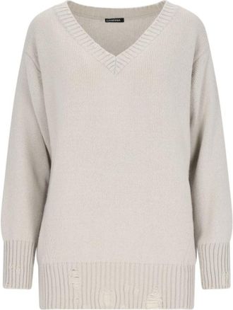 Canessa Destroyed Details Sweater In Grey Cashmere