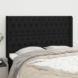 vidaXL Cabecero Con Orejas De Tela Negro 147x16x118/128 Cm Vidaxl