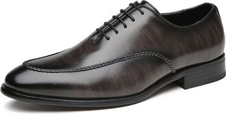 Generic Formal Shoes for Men Lace Up Apron Toe Burnished Toe Shoes Vegan Leather Anti-Slip Low Top Non Slip Resistant Party(Grey,7.5 UK)