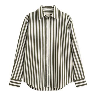 GANT Relaxed gestreept klassiek popeline overhemd - Dames - Blouses - Groen - L - Katoen - Overhemden