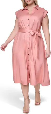 Calvin Klein Cap Sleeve Shirtdress in Desert Rose at Nordstrom Rack, Size 18W
