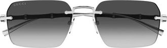 Gucci Frameloze Rechthoekige Zonnebril - Heren - Zonnebrillen - Zwart - 56 MM - Bamboe - Accessoires