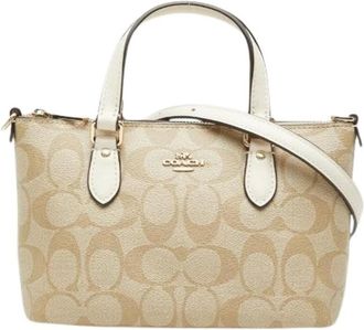 Coach Pre-owned Signature PVC 2way bag - Dames - Vintage Handtas - Beige - ONE Size - Leer - Vintage
