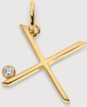 Monica Vinader Gold Solitaire Diamond Initial X Pendant Lab Grown Diamond