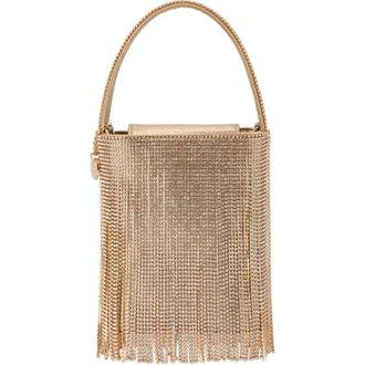 Olga Berg Billie Crystal Fringe Top Handle Bag in Champagne at Nordstrom