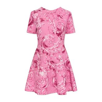 Versace Jeans Couture Short Dresses, female, Pink, Size: 2XS Barocco Pattern Dress