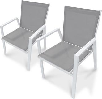 DCB Garden Conjunto de 2 sillones de jardín apilables de aluminio